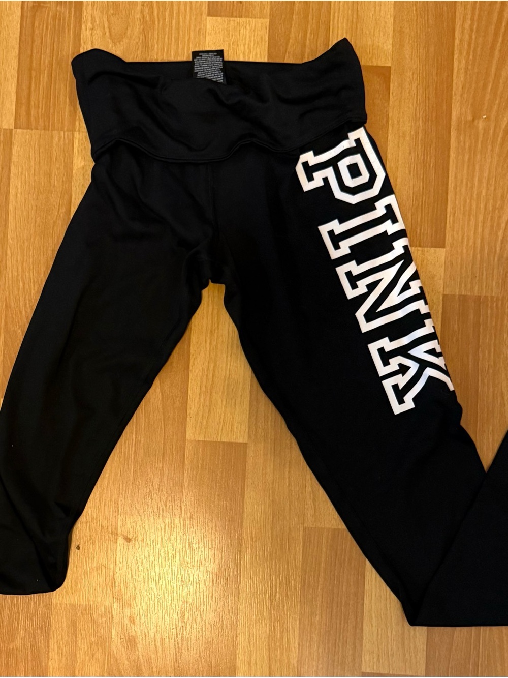 PINK Victoria's Secret Black Leggings with White Logo